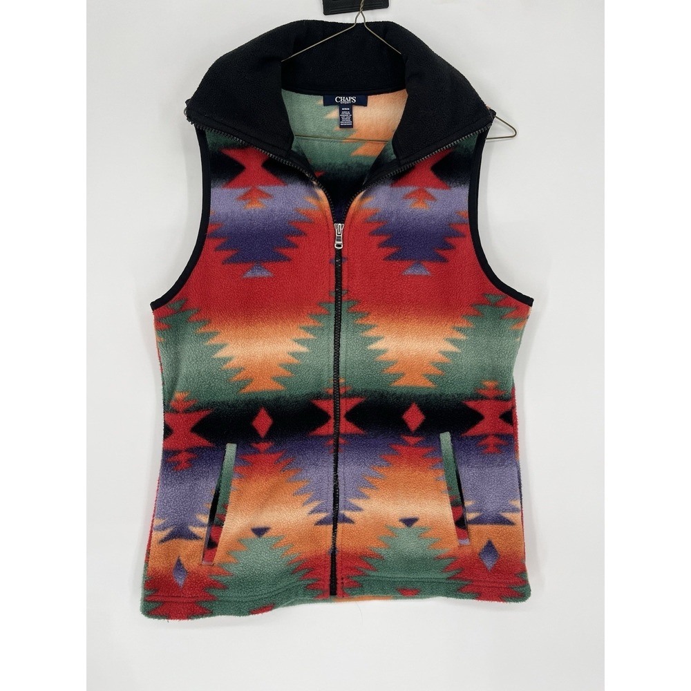 Chaps Sport Ralph Lauren Fleece  Vest Multi Southwest Aztec Chief Zip Medium